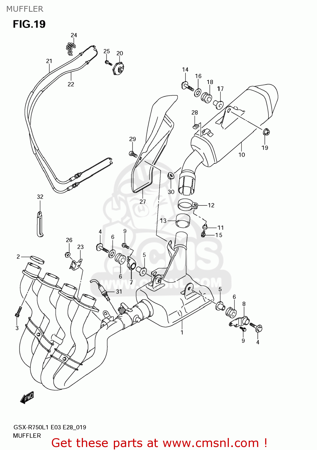 MUFFLER GSXR750 2011 (L1) USA (E03)