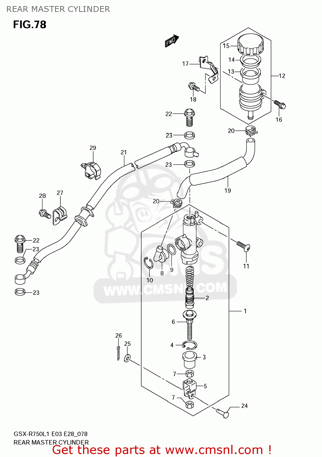 REAR MASTER CYLINDER GSXR750 2011 (L1) USA (E03)