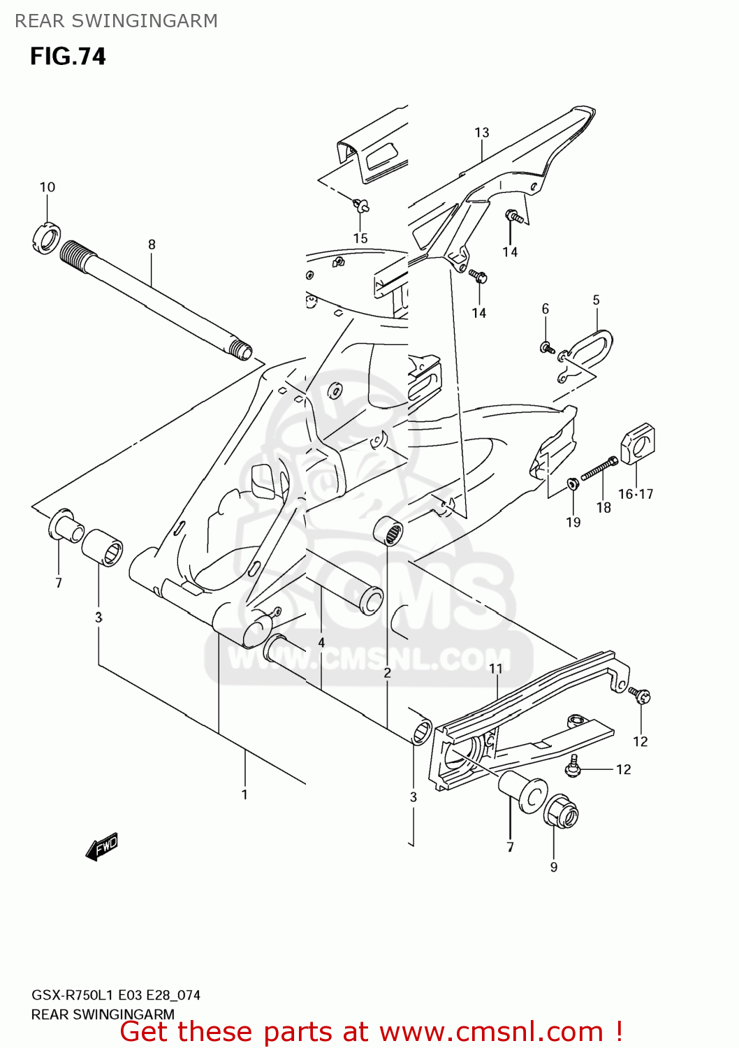 REAR SWINGINGARM GSXR750 2011 (L1) USA (E03)