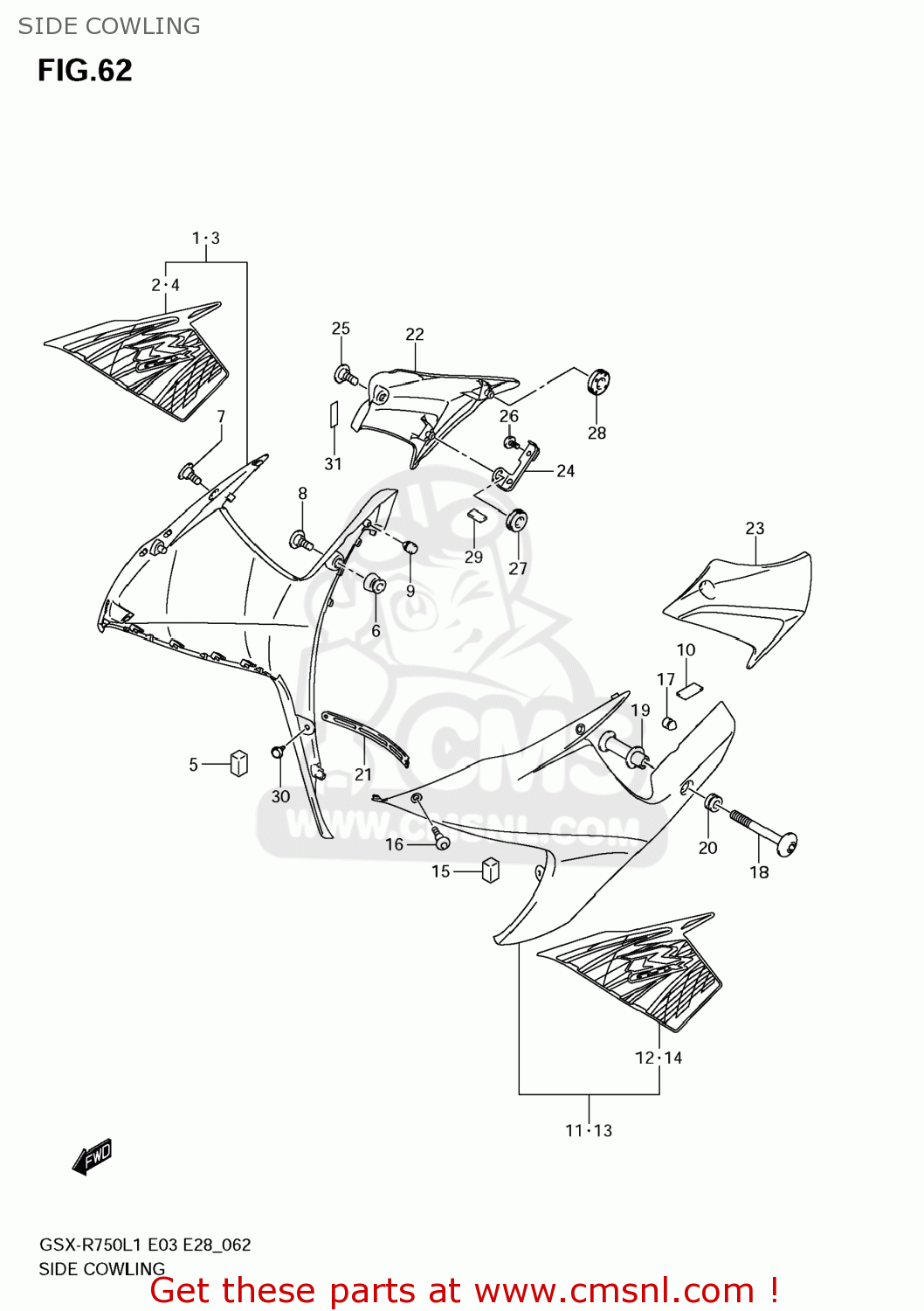 SIDE COWLING GSXR750 2011 (L1) USA (E03)