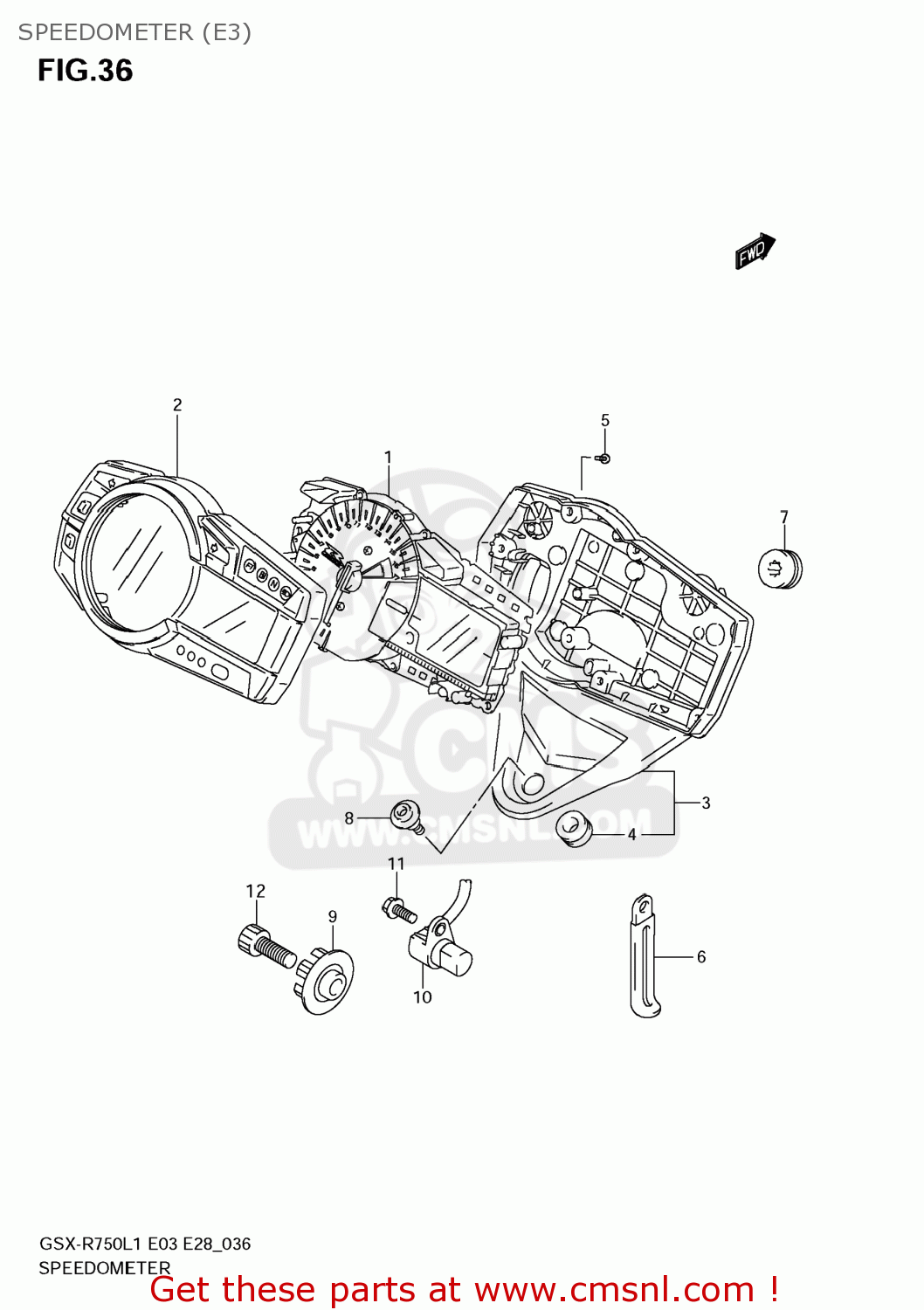 SPEEDOMETER (E3) GSXR750 2011 (L1) USA (E03)
