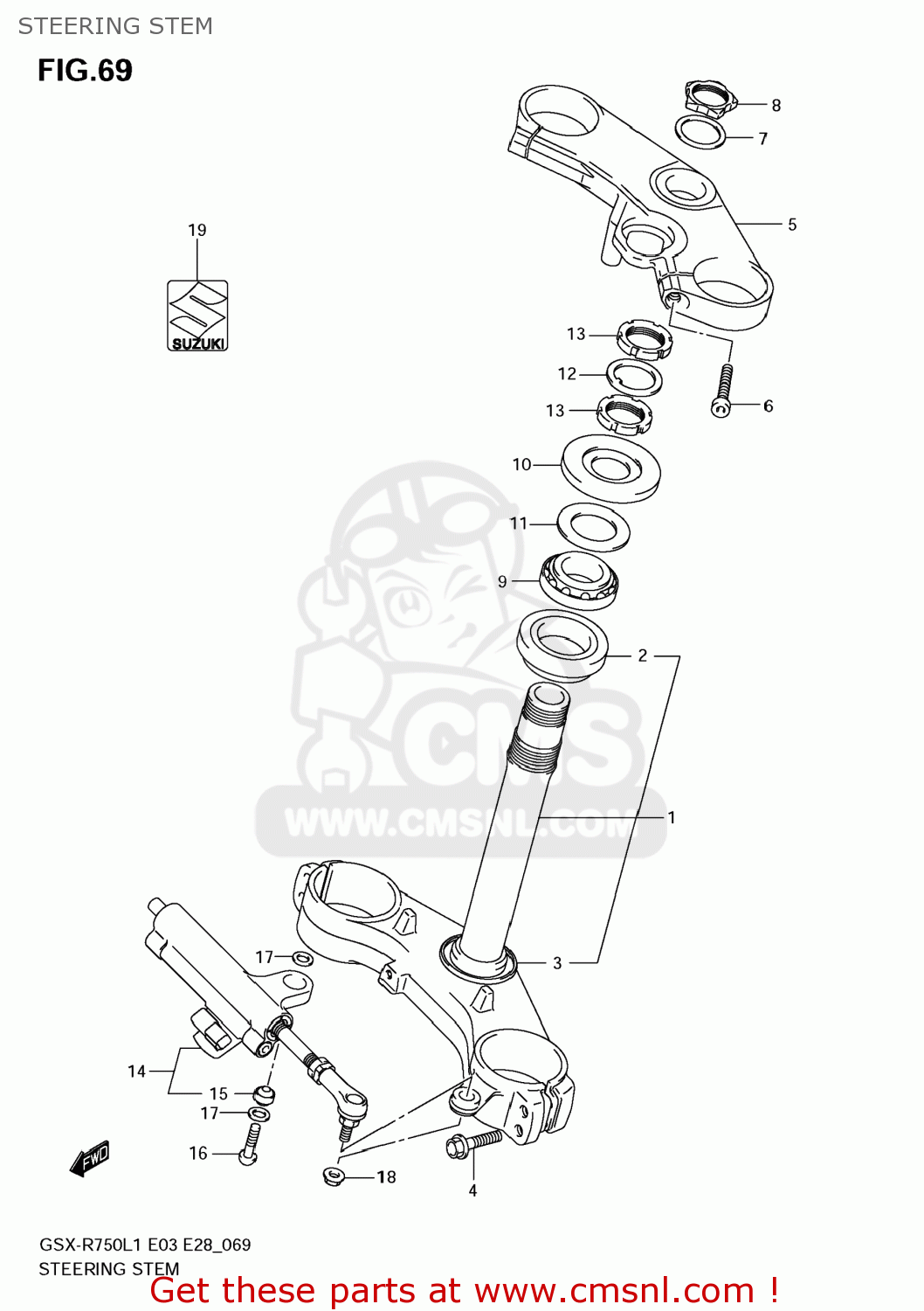 STEERING STEM GSXR750 2011 (L1) USA (E03)