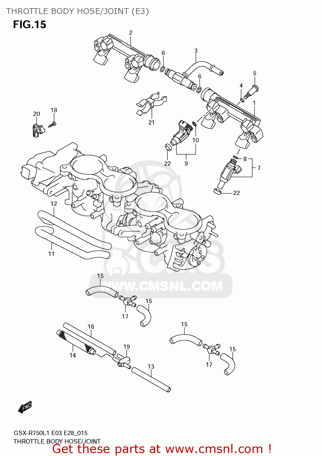 THROTTLE BODY HOSE/JOINT (E3) GSXR750 2011 (L1) USA (E03)