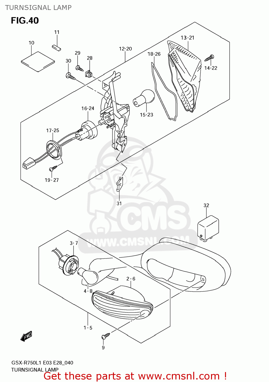 TURNSIGNAL LAMP GSXR750 2011 (L1) USA (E03)