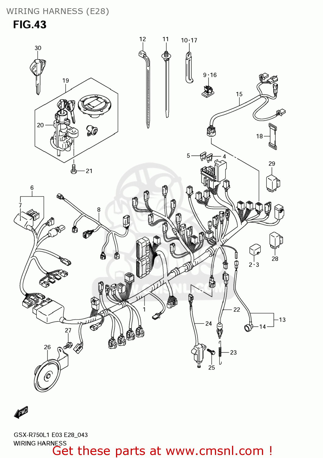 WIRING HARNESS (E28) GSXR750 2011 (L1) USA (E03)