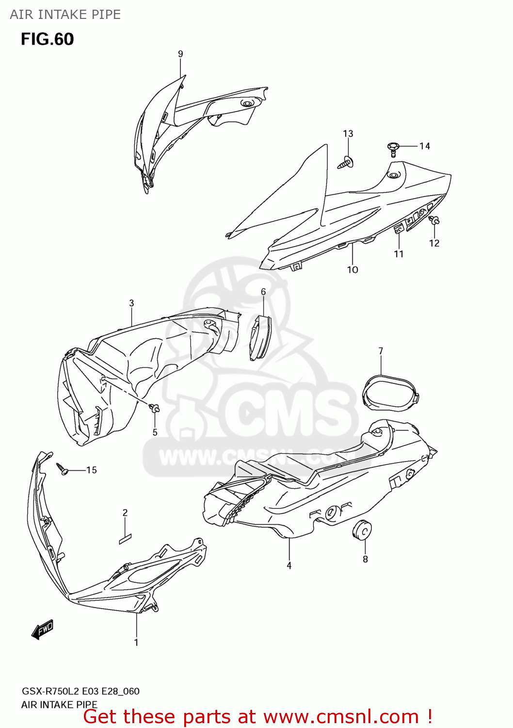 AIR INTAKE PIPE GSXR750 2012 (L2) USA (E03)