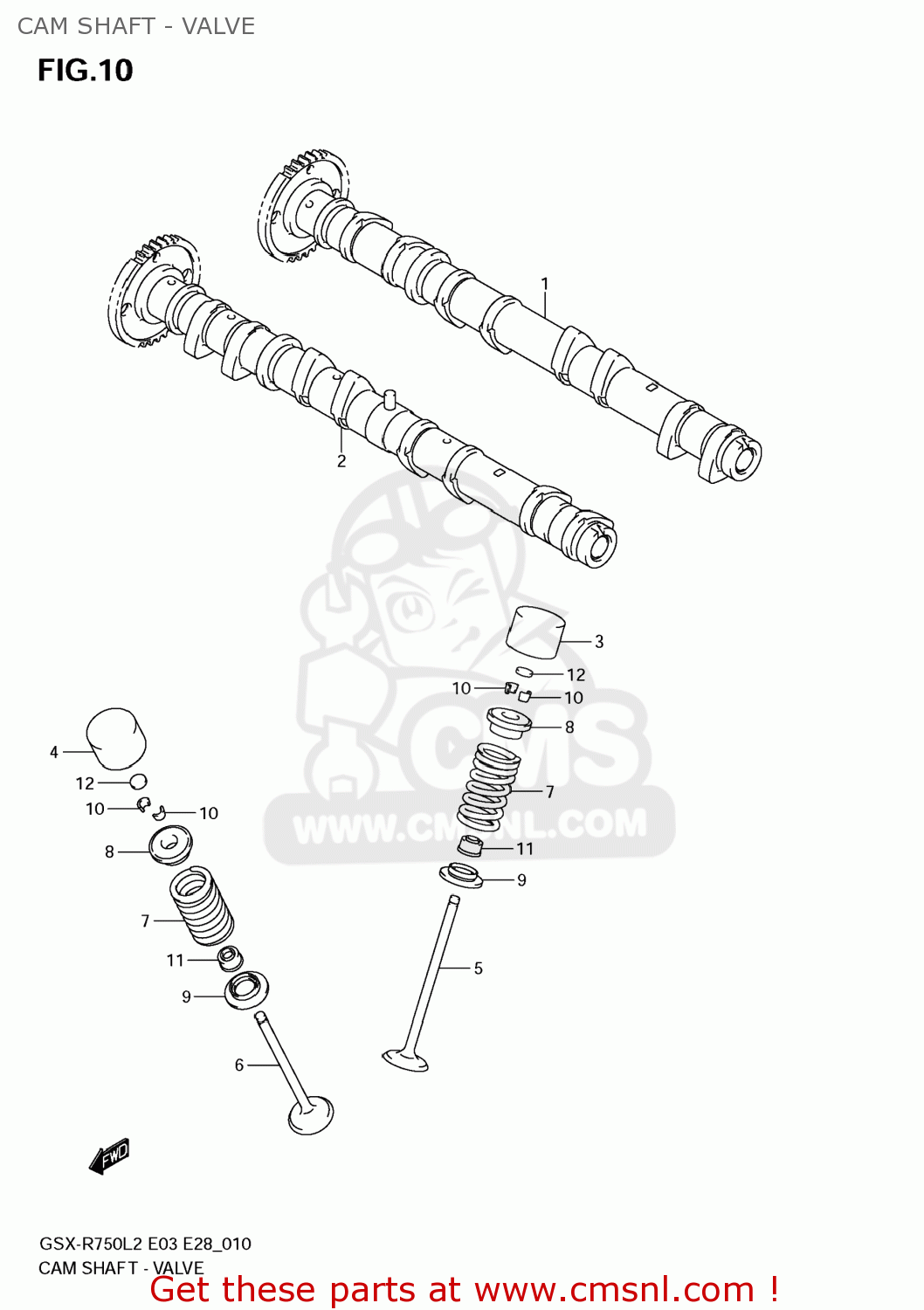 CAM SHAFT - VALVE GSXR750 2012 (L2) USA (E03)