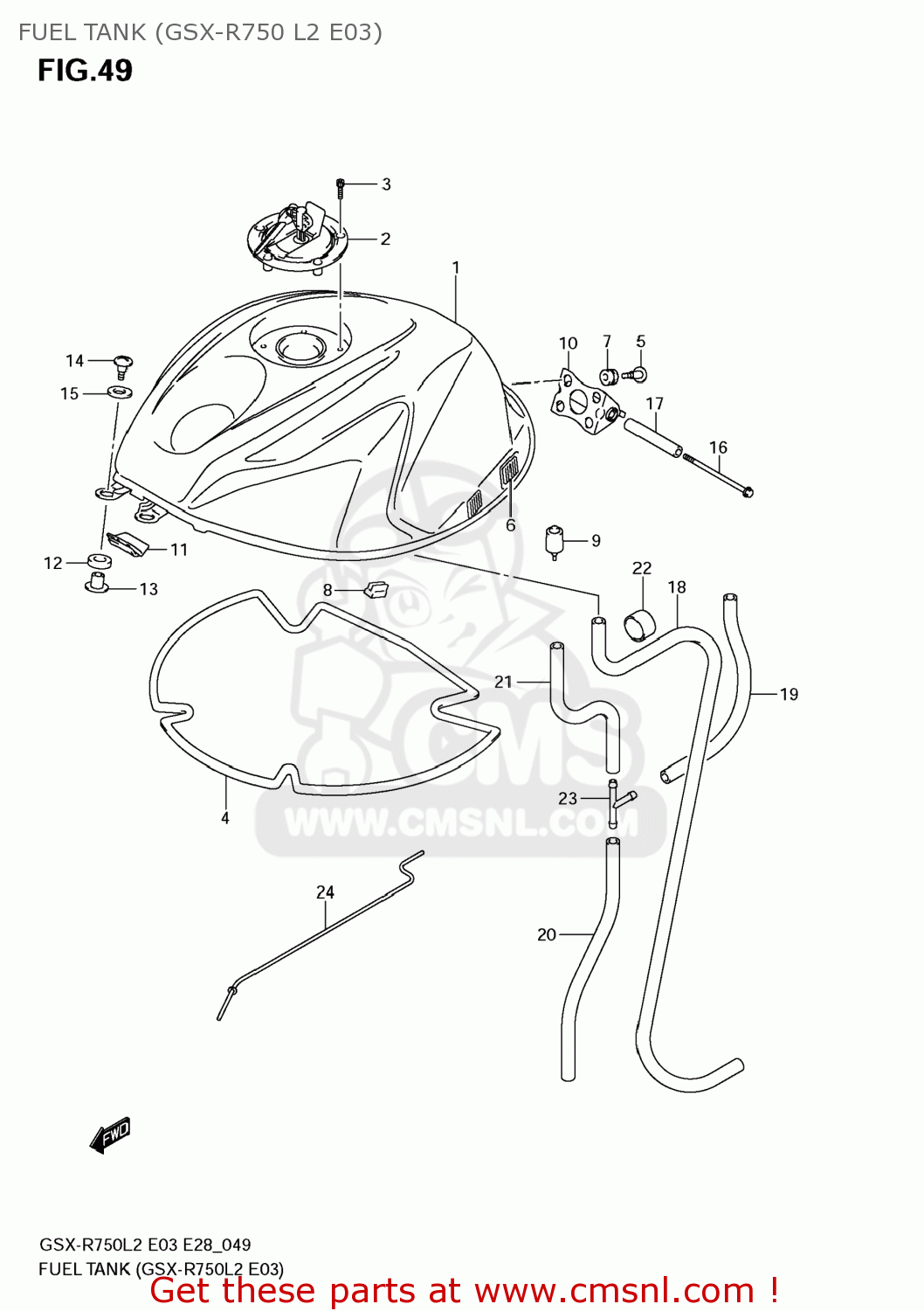 FUEL TANK (GSX-R750 L2 E03) GSXR750 2012 (L2) USA (E03)