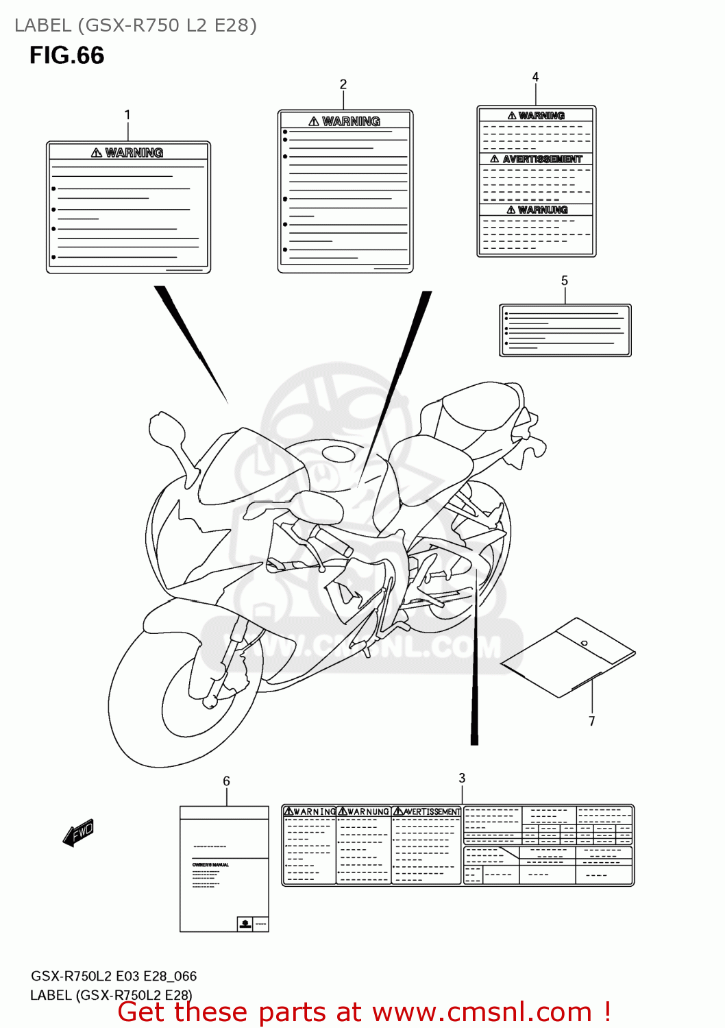 LABEL (GSX-R750 L2 E28) GSXR750 2012 (L2) USA (E03)