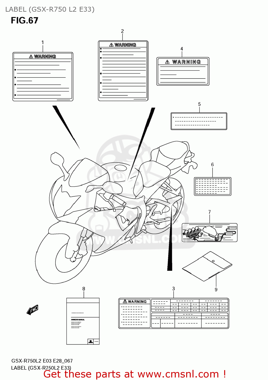 LABEL (GSX-R750 L2 E33) GSXR750 2012 (L2) USA (E03)