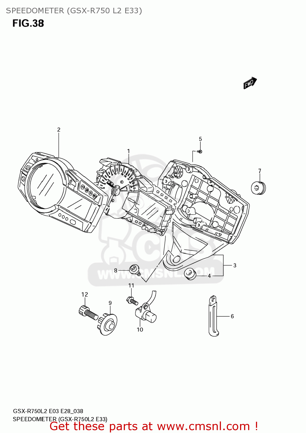 SPEEDOMETER (GSX-R750 L2 E33) GSXR750 2012 (L2) USA (E03)