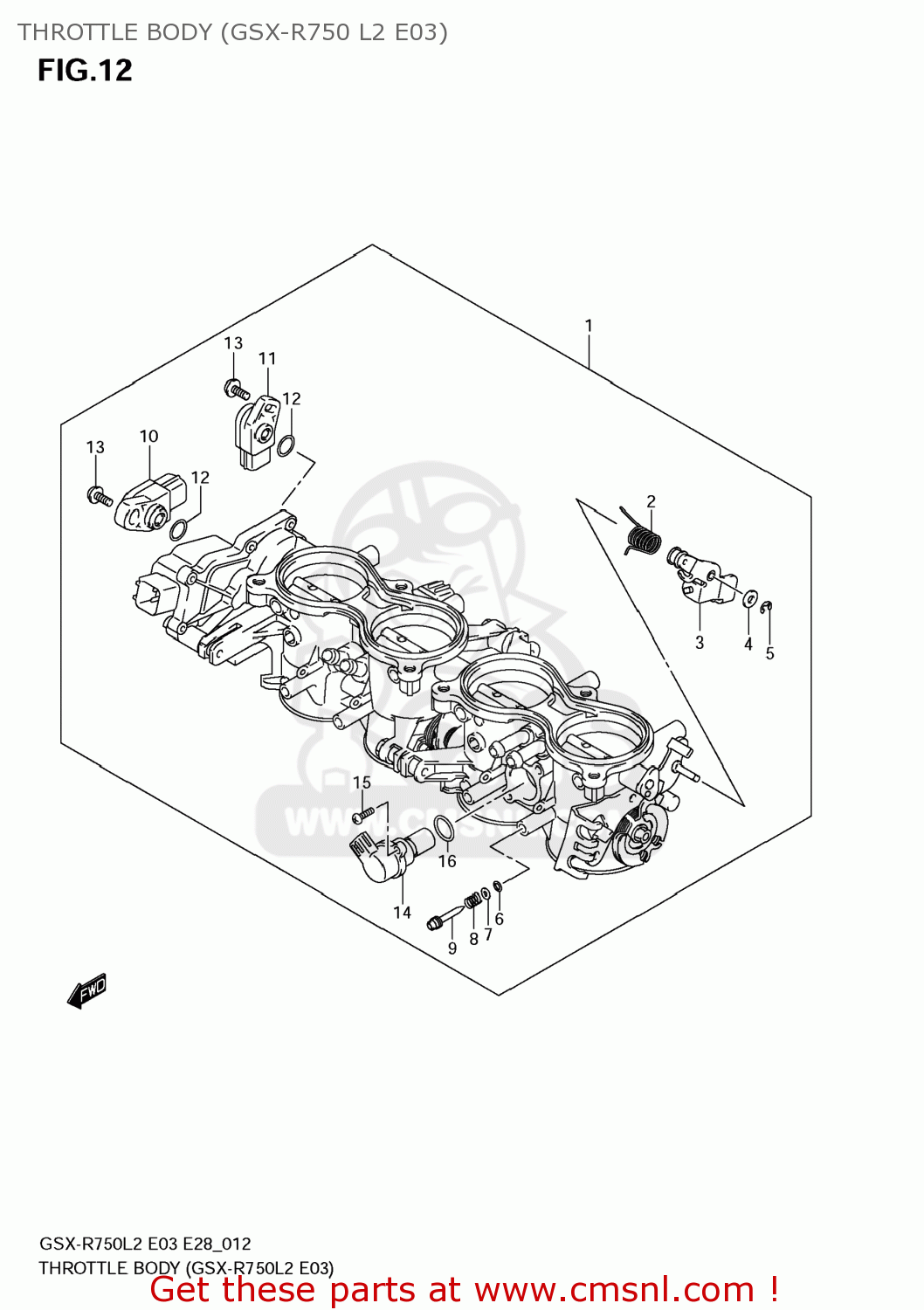 THROTTLE BODY (GSX-R750 L2 E03) GSXR750 2012 (L2) USA (E03)