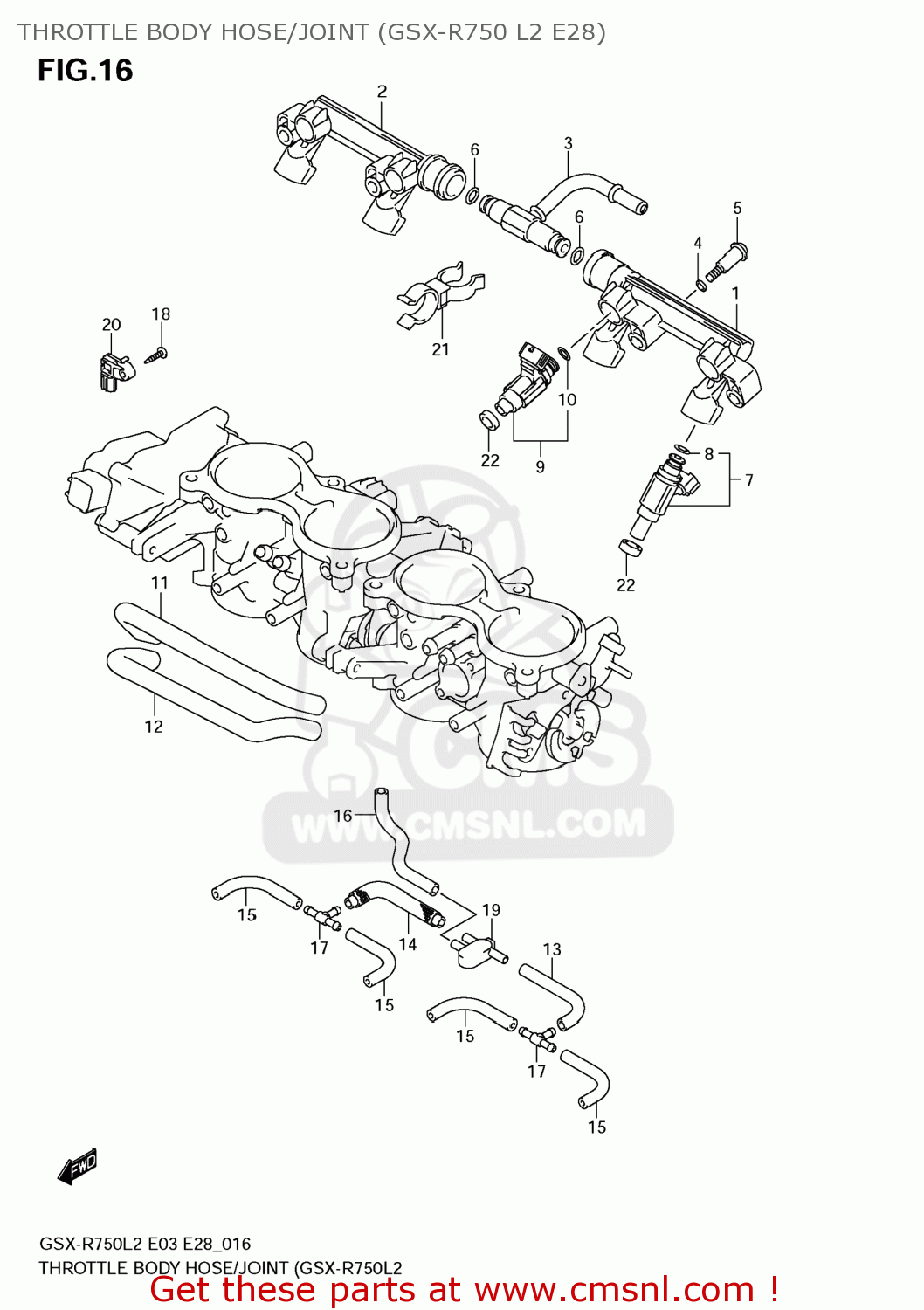 THROTTLE BODY HOSE/JOINT (GSX-R750 L2 E28) GSXR750 2012 (L2) USA (E03)