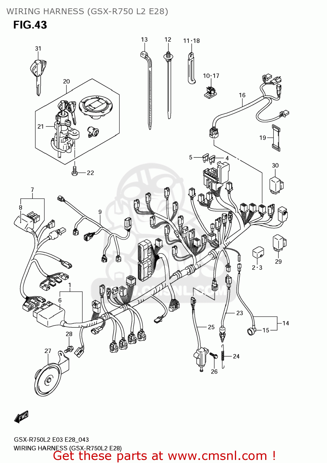 WIRING HARNESS (GSX-R750 L2 E28) GSXR750 2012 (L2) USA (E03)