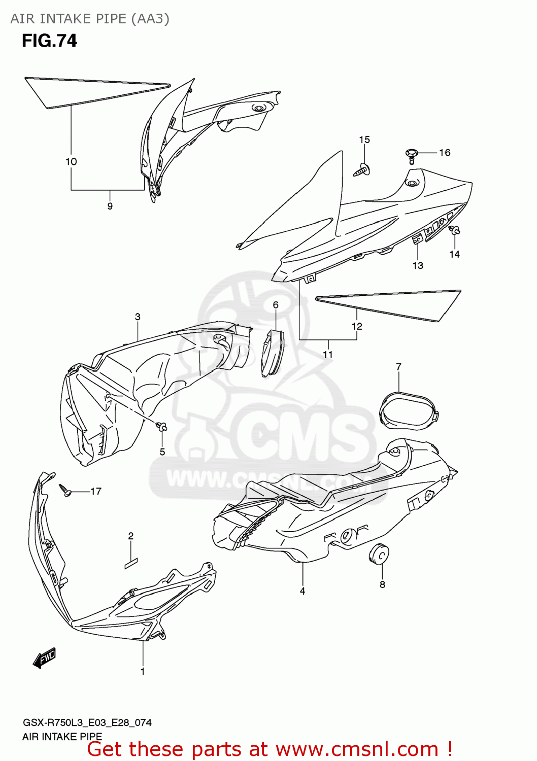 AIR INTAKE PIPE (AA3) GSXR750 2013 (L3) USA (E03)