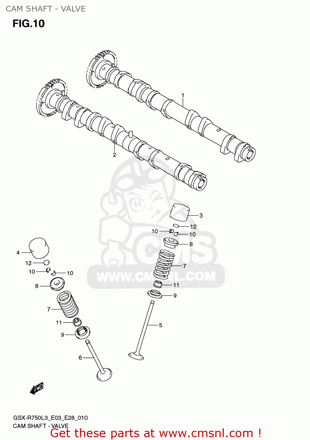 CAM SHAFT - VALVE GSXR750 2013 (L3) USA (E03)