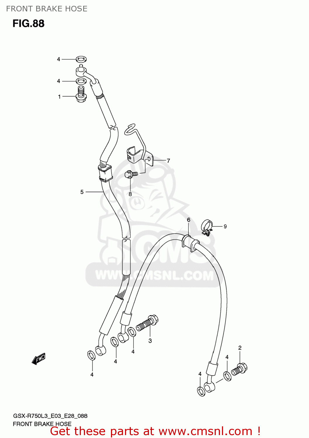 FRONT BRAKE HOSE GSXR750 2013 (L3) USA (E03)