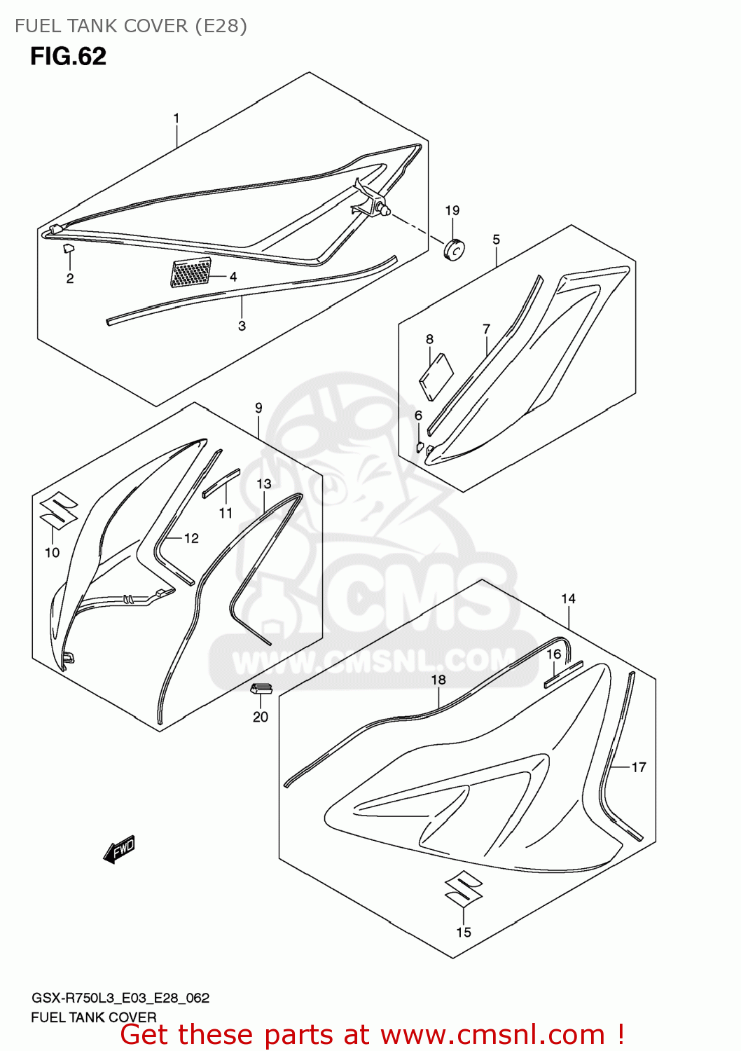 FUEL TANK COVER (E28) GSXR750 2013 (L3) USA (E03)
