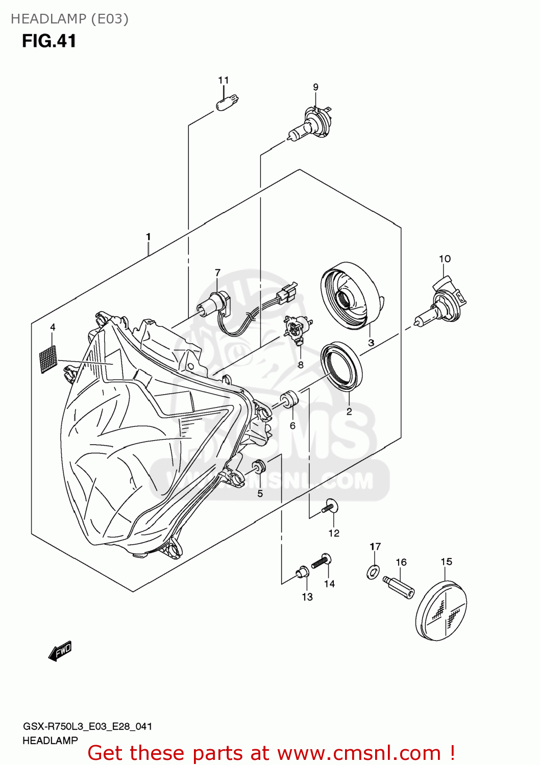 HEADLAMP (E03) GSXR750 2013 (L3) USA (E03)