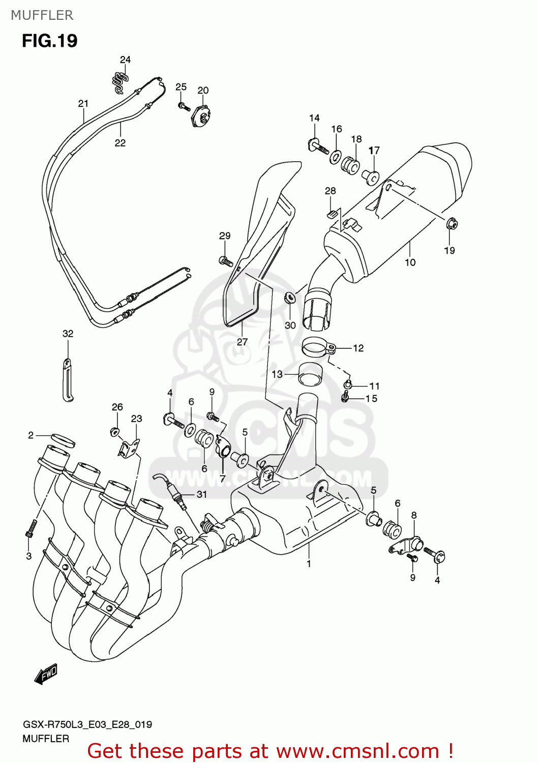 MUFFLER GSXR750 2013 (L3) USA (E03)