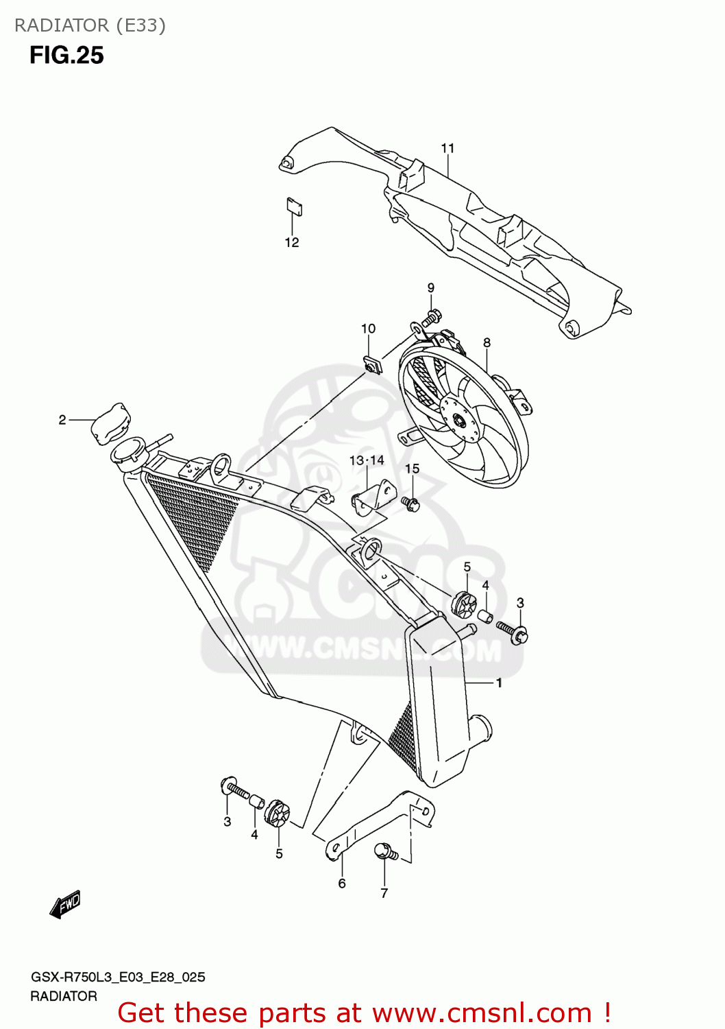 RADIATOR (E33) GSXR750 2013 (L3) USA (E03)