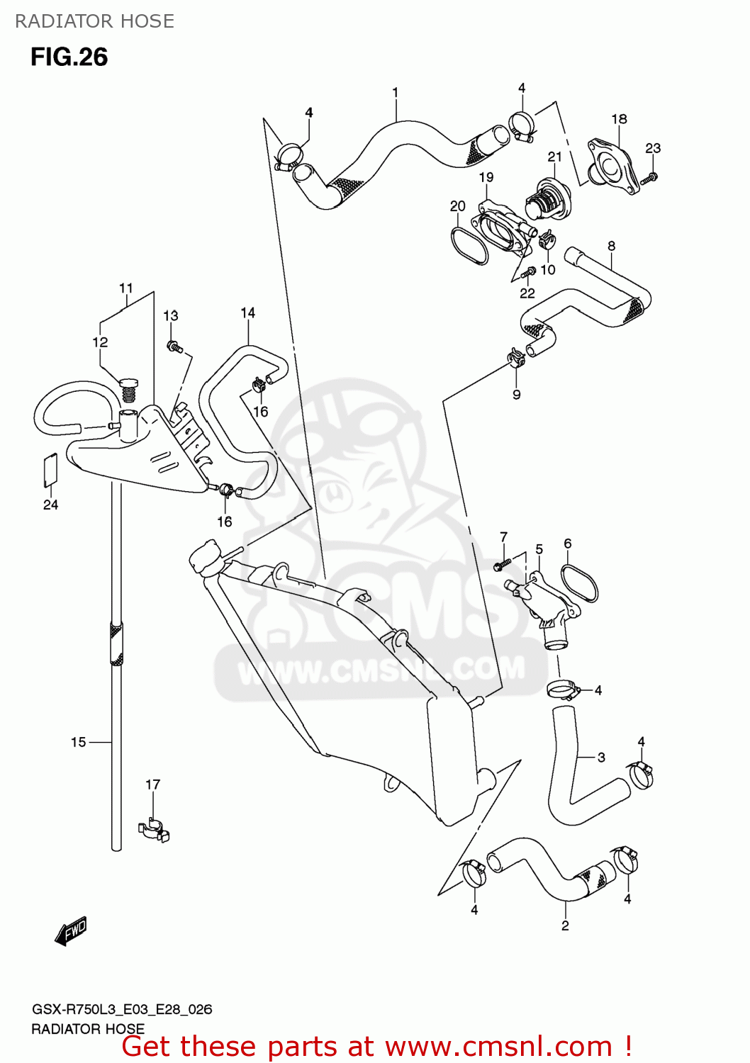 RADIATOR HOSE GSXR750 2013 (L3) USA (E03)