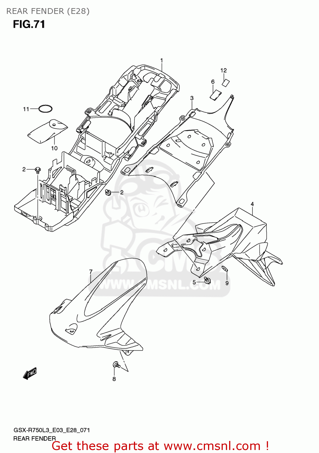 REAR FENDER (E28) GSXR750 2013 (L3) USA (E03)