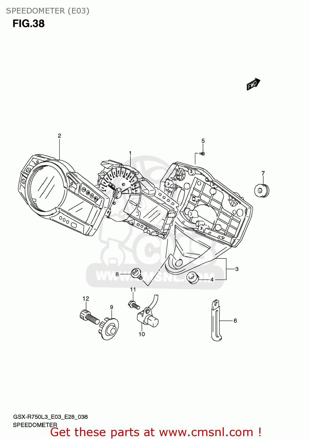 SPEEDOMETER (E03) GSXR750 2013 (L3) USA (E03)