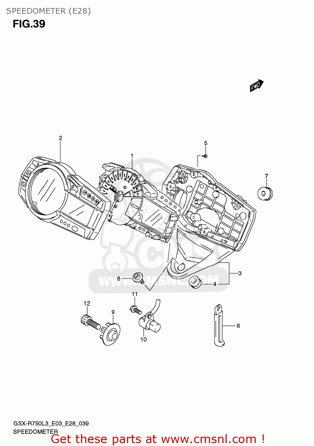 SPEEDOMETER (E28) GSXR750 2013 (L3) USA (E03)