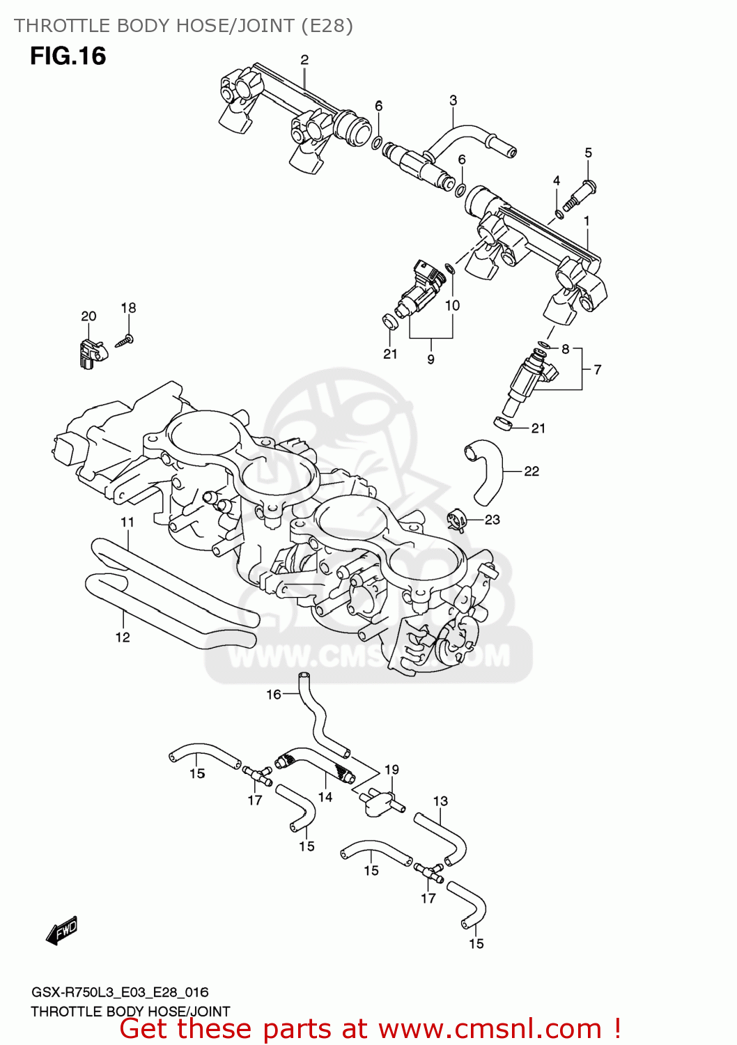 THROTTLE BODY HOSE/JOINT (E28) GSXR750 2013 (L3) USA (E03)