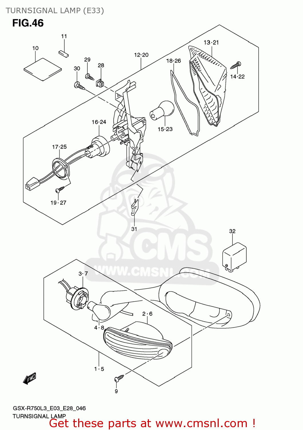 TURNSIGNAL LAMP (E33) GSXR750 2013 (L3) USA (E03)
