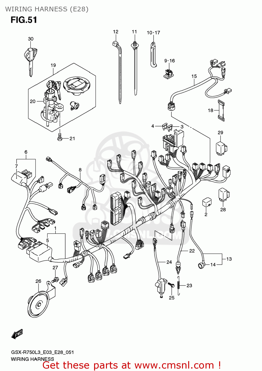 WIRING HARNESS (E28) GSXR750 2013 (L3) USA (E03)