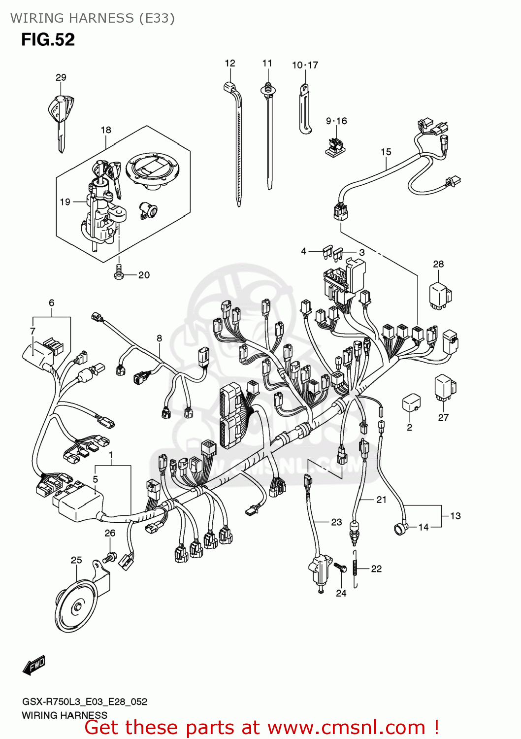 WIRING HARNESS (E33) GSXR750 2013 (L3) USA (E03)