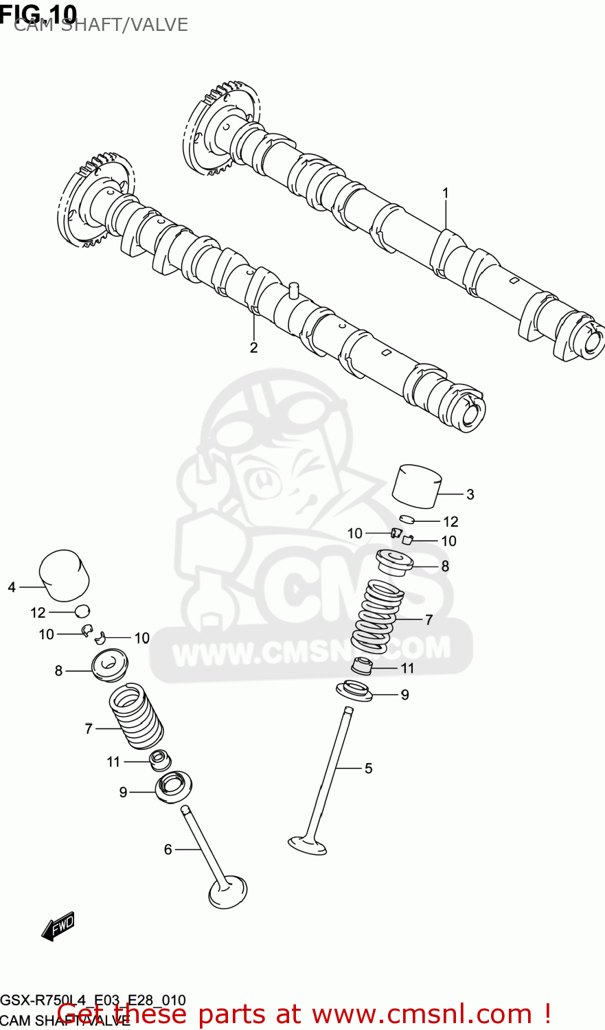 CAM SHAFT/VALVE GSXR750 2014 (L4) USA (E03)