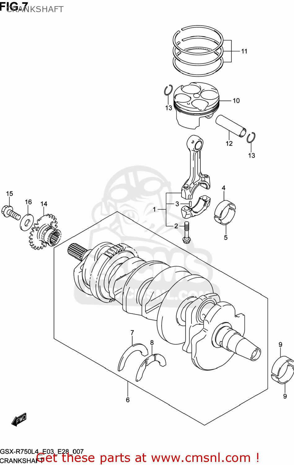 CRANKSHAFT GSXR750 2014 (L4) USA (E03)