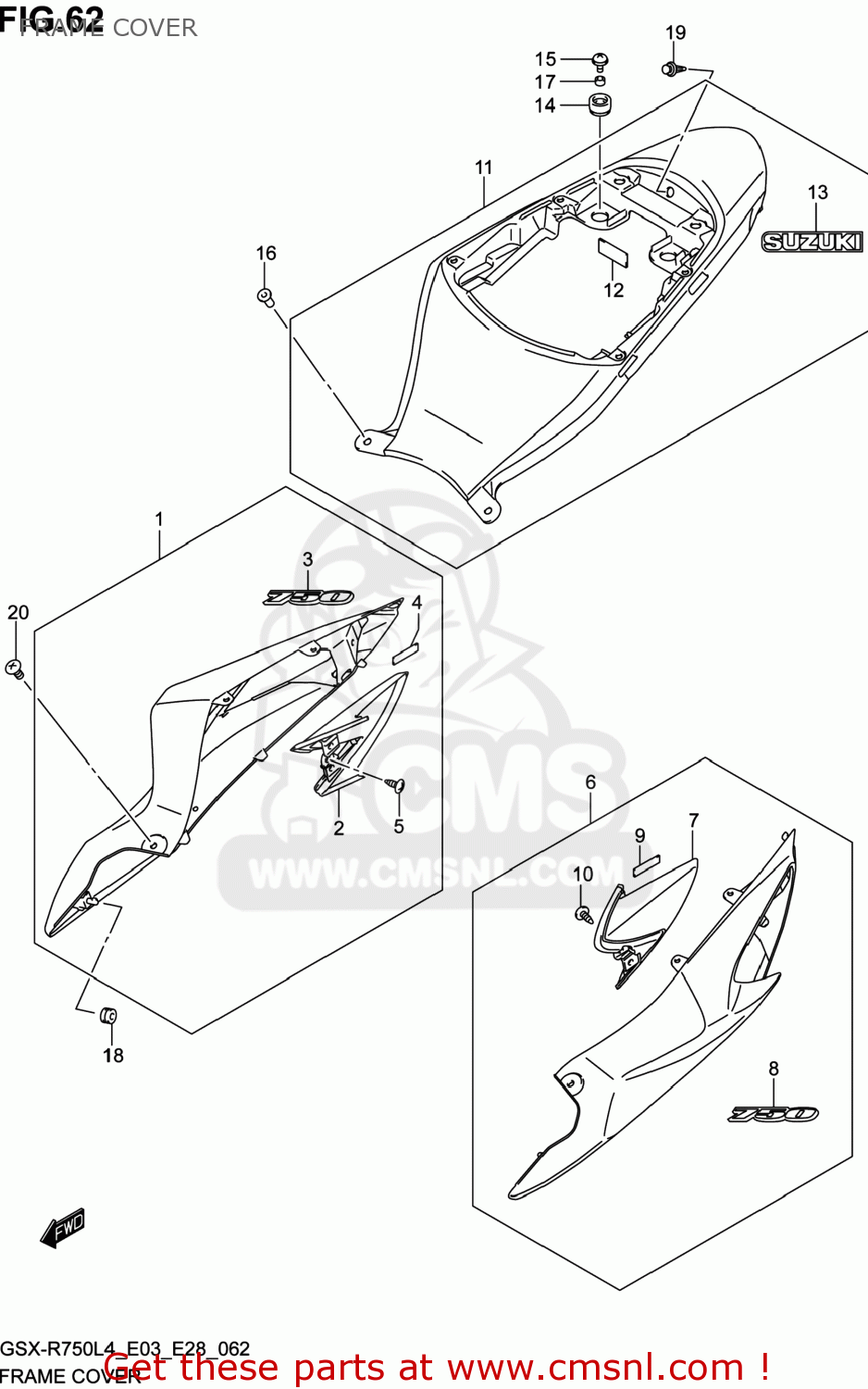 FRAME COVER GSXR750 2014 (L4) USA (E03)