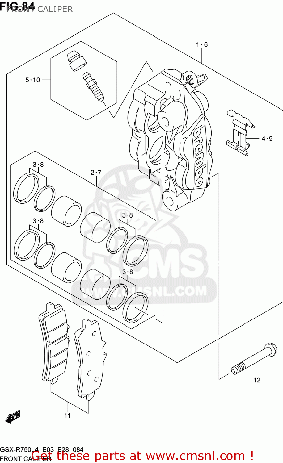 FRONT CALIPER GSXR750 2014 (L4) USA (E03)