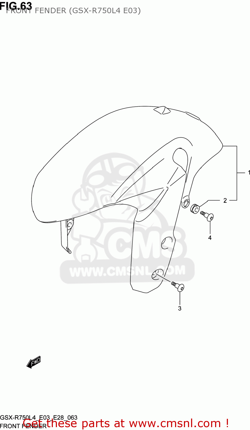 FRONT FENDER (GSX-R750L4 E03) GSXR750 2014 (L4) USA (E03)