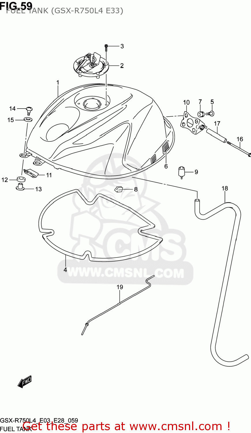 FUEL TANK (GSX-R750L4 E33) GSXR750 2014 (L4) USA (E03)