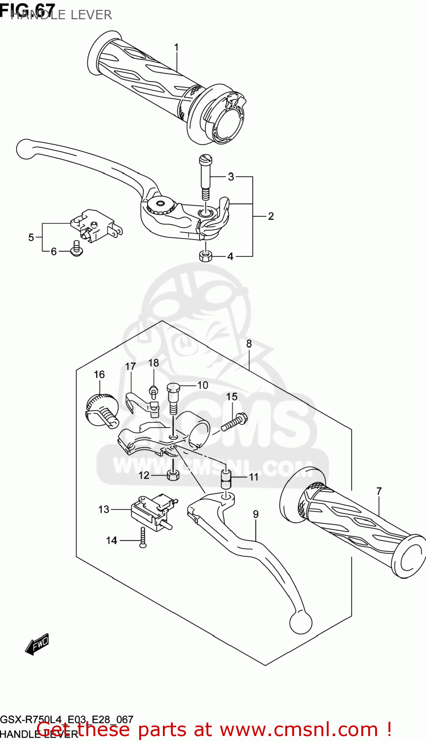 HANDLE LEVER GSXR750 2014 (L4) USA (E03)