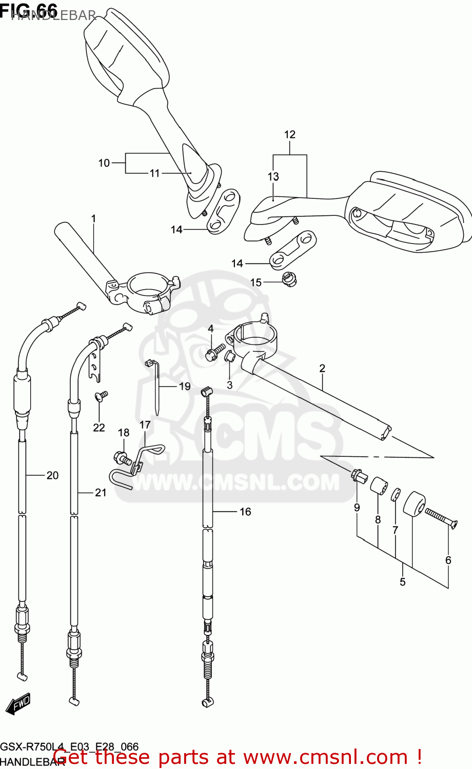 HANDLEBAR GSXR750 2014 (L4) USA (E03)