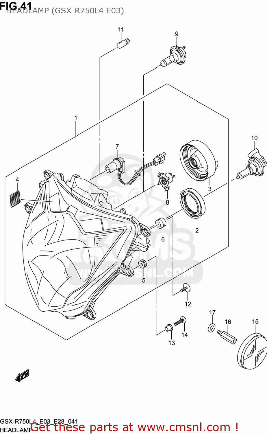 HEADLAMP (GSX-R750L4 E03) GSXR750 2014 (L4) USA (E03)