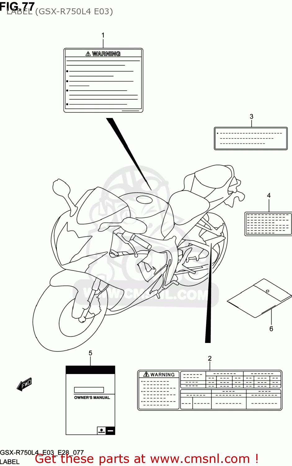 LABEL (GSX-R750L4 E03) GSXR750 2014 (L4) USA (E03)