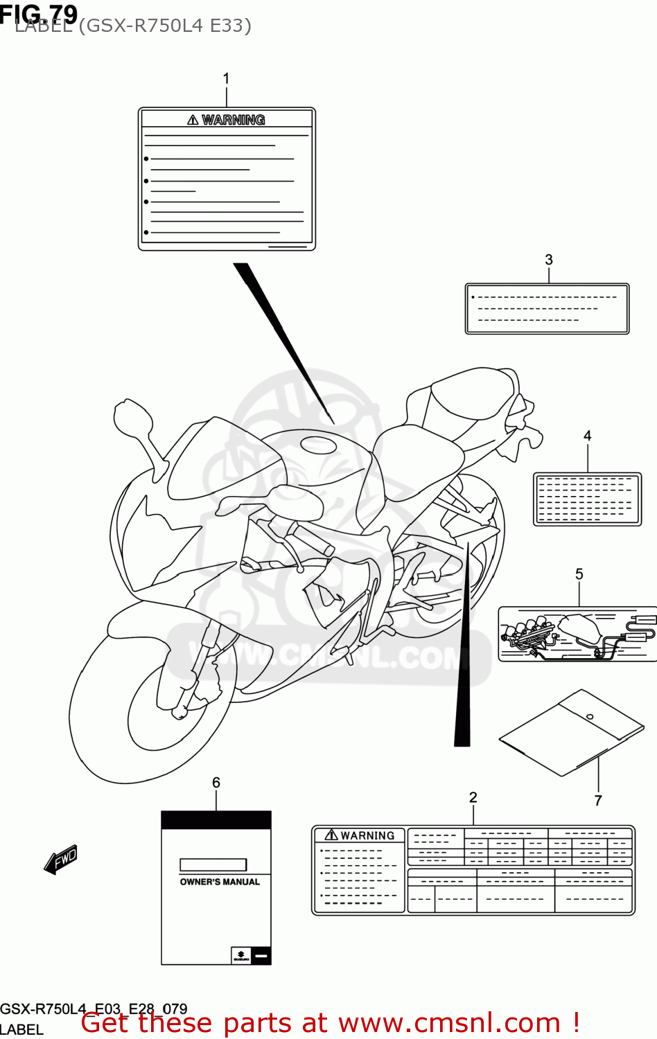 LABEL (GSX-R750L4 E33) GSXR750 2014 (L4) USA (E03)