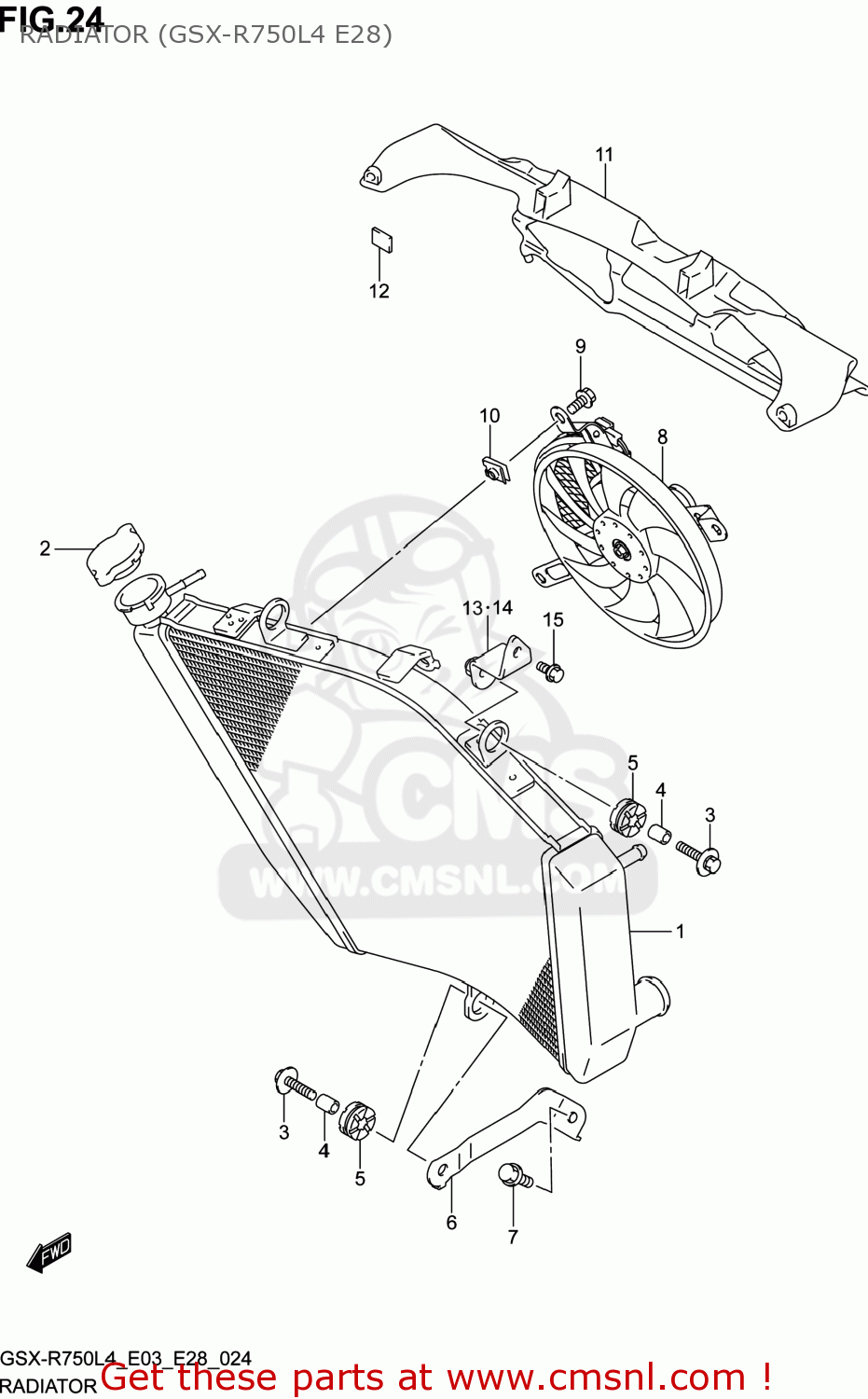RADIATOR (GSX-R750L4 E28) GSXR750 2014 (L4) USA (E03)