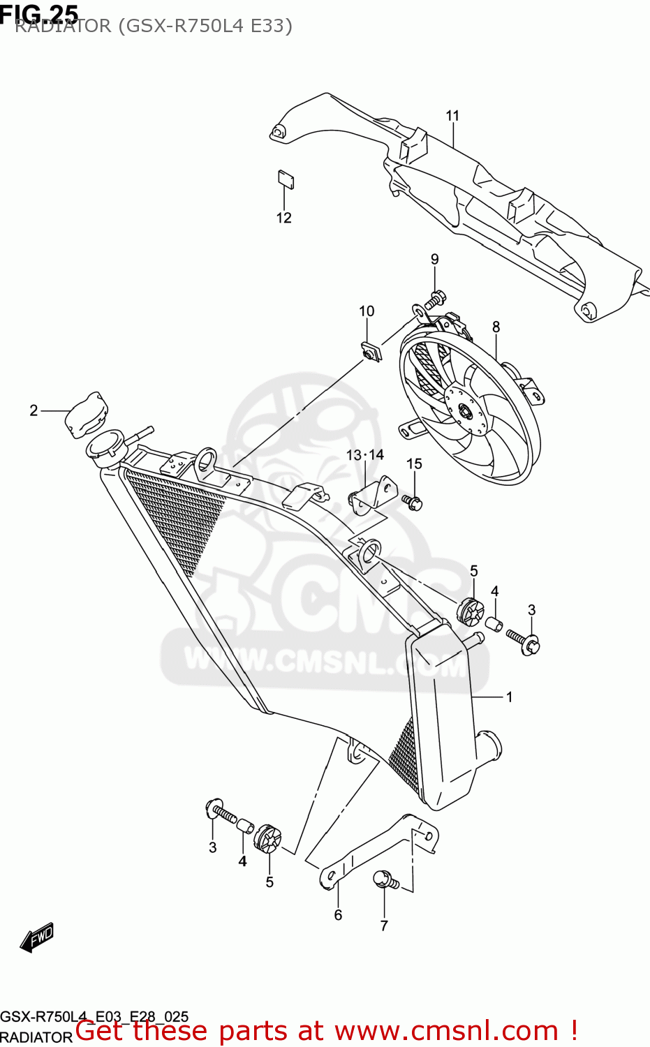 RADIATOR (GSX-R750L4 E33) GSXR750 2014 (L4) USA (E03)
