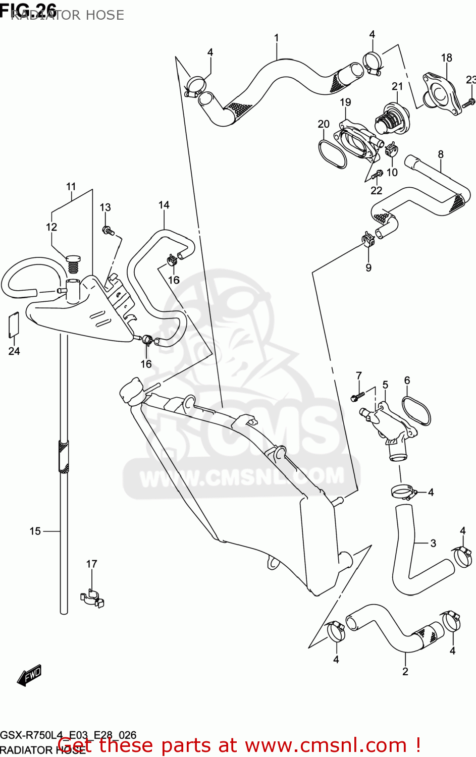 RADIATOR HOSE GSXR750 2014 (L4) USA (E03)