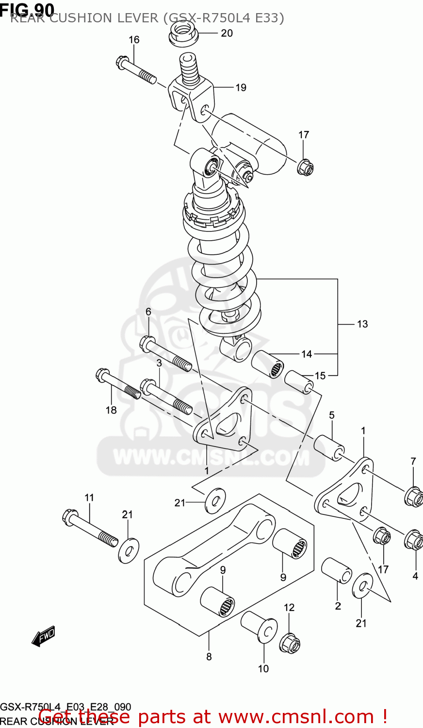 REAR CUSHION LEVER (GSX-R750L4 E33) GSXR750 2014 (L4) USA (E03)