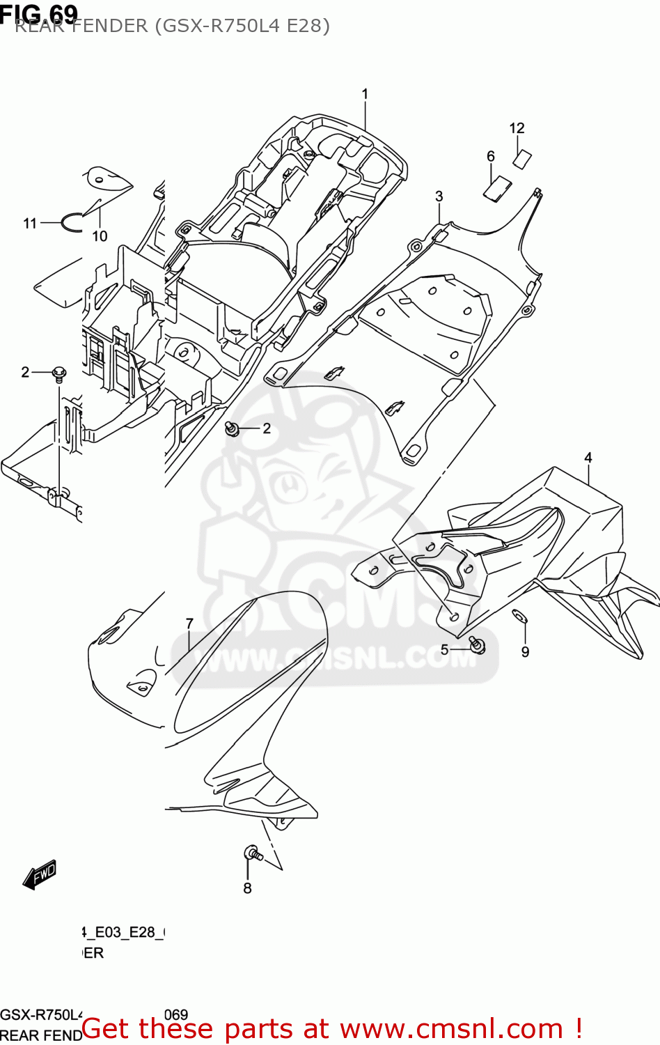 REAR FENDER (GSX-R750L4 E28) GSXR750 2014 (L4) USA (E03)