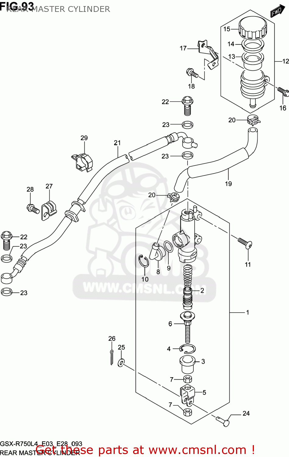 REAR MASTER CYLINDER GSXR750 2014 (L4) USA (E03)